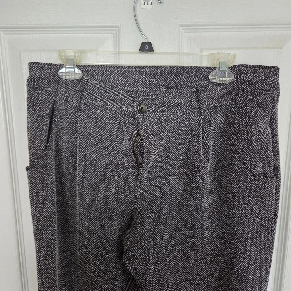 Free People Herringbone Jogger Pants Black White Tapered Trousers Size 10 Career
